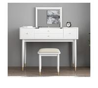 KOHUS Miroir De Courtoisie avec Lumières Et Ensemble De Commode Flip-Top Et Bureau en Un, avec Tiroirs Et Miroirs Pieds Métal Vanité pour Adolescents avec Miroir Et Tabouret(A)