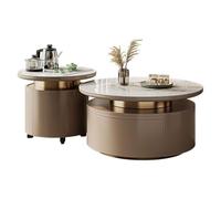 KOHUS Petites Tables D'appoint pour Chambre Table Basse en Panneau de Roche for Petit Usage Domestique Simple avec Table à thé Grande et Petite Table Basse combinée Ronde Table Basse de Salon