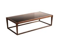 KOHUS Petites Tables D'appoint pour Chambre Table Basse rectangulaire, Petite Table d'appoint de Salon, Table à thé, Surface en Verre, Marron, Style Nordique Simple Table Basse de Salon(100cm)