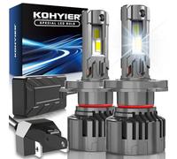KOHYIER Ampoule LED H4 40000LM 180W, 800% Lumineuse 6500K Blanc 12V 24V, 1:1 Mini Taille Plug and Play H4 9003 HB2 LED Hi/Lo pour Voiture et Moto, Lot de 2