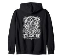 Koi and Sakura Beauty nage en amont des Vagues japonaises Sweat à Capuche