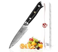 KOI ARTISAN Couteau d'office Damascus - Lame tranchante pour rasoir 3,5 pouces - 67 couches d'aciers japonais Damas VG10 Super - Manche Grade militaire G10 - Garantie à vie