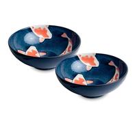 Koi Bowls - Asiatica - Bol à ramen en porcelaine, différentes tailles - Bol asiatique de qualité supérieure pour riz, pâtes, tapas, udon, céréales, soupes - Fabriqué au Japon (lot de 2 bols Ø 21,5 cm,