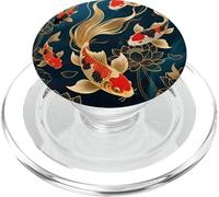 Koi Carpe Poisson Japonais Et Lotus Jaune Art Graphique PopSockets PopGrip pour MagSafe