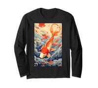Koi Carpe Poisson Kawaii Cerisier Japonais Fleur Sakura Hokusai Manche Longue