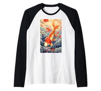 Koi Carpe Poisson Kawaii Cerisier Japonais Fleur Sakura Hokusai Manche Raglan