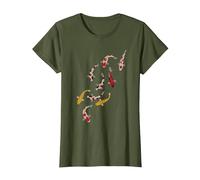 Koi - Conception de Style Japonais Carpe Japonaise T-Shirt, Femme, Olive, S