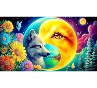 Koi-Fish-and-Loup-in-Lotus-Pond Puzzle pour Adultes: 1000 Pièces en Carton Recyclé pour la Décoration 38x26cm/1000pcs