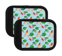 Koi Fish Housse souple pour poignée de bagage avec carte d'information pour un transport facile et un sac rapide, Koi Fish Green Lotus Pink, one sizex2