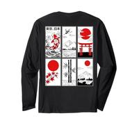 Koi Fish Japanese Art Zen Waves and Red Sun Manche Longue