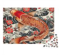 Koi Fish - Style de Tatouage Japonais Puzzle 1000 Pièces Adulte Enfants À Partir De 14 Ans Classique Papier Jeu Éducatif Cadeau Famille Défi Ludique 38x26cm/1000pcs