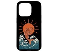 Koi Fish Wave Sun Art japonais Style Luck Strength Coque pour iPhone 15 Pro