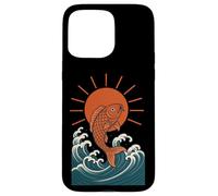 Koi Fish Wave Sun Art japonais Style Luck Strength Coque pour iPhone 15 Pro Max
