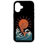 Koi Fish Wave Sun Art japonais Style Luck Strength Coque pour iPhone 16