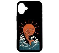 Koi Fish Wave Sun Art japonais Style Luck Strength Coque pour iPhone 16 Plus