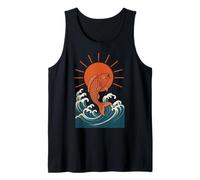 Koi Fish Wave Sun Art japonais Style Luck Strength Débardeur