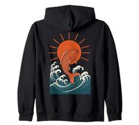 Koi Fish Wave Sun Art japonais Style Luck Strength Sweat à Capuche