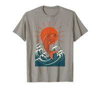 Koi Fish Wave Sun Art japonais Style Luck Strength T-Shirt