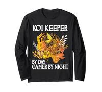 Koi Keeper par Day Gamer by Night Funny Koi Lover Manche Longue