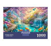 Koi Nager dans Un Jardin de fées Puzzle De 1000 Pièces Poissons Koi Jeu De Puzzle Familial pour Adultes, Enfants Et Personnes Âgées 52x38cm/1000pcs