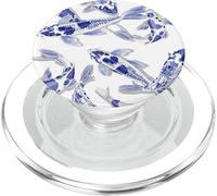 Koi Poisson Japonais Bleu Et Blanc Toile Motif PopSockets PopGrip pour MagSafe