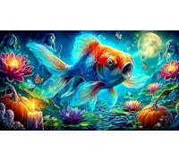 Koi-Poisson Puzzle 1000 Pieces Cadeau Unique Jeu éducatif défi Jouet de qualité supérieure Peinture Art pour Adultes et Enfants à partir de 14 Ans 75x50cm/1000pcs