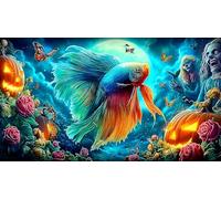Koi-Poisson Puzzle 1000 pièces Cadeau Unique Jeu éducatif défi Jouet de qualité supérieure Peinture Art pour Adultes et Enfants 38x26cm/1000pcs