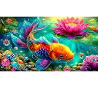 Koi-Poisson Puzzle 1000 pièces Educa Cadeau Unique De l'art Décoration Jeu éduchatif Challenge Toy pour Adultes et Enfants à partir de 12 Ans 75x50cm/1000pcs