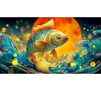 Koi-Poisson Puzzle 1000 pièces Educa Divertissement créatif De l'art Décoration Jeu éduchatif Challenge Toy pour Adultes et Enfants à partir de 12 Ans 75x50cm/1000pcs