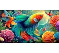 Koi-Poisson Puzzle 1000 pièces Educa Divertissement créatif De l'art Décoration Jeu éduchatif Challenge Toy pour Adultes & Enfants des 14 Ans 38x52cm/1000pcs