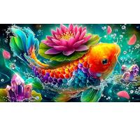 Koi-Poisson Puzzle 1000 pièces Educa Divertissement créatif De l'art Décoration Jeu éduchatif Challenge Toy pour Adultes et Enfants à partir de 14 Ans 38x26cm/1000pcs