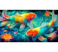 Koi-Poisson Puzzle 1000 pièces Educa Divertissement créatif Décoration Intérieure Jeu éduchatif Challenge Toy pour Adultes & Enfants des 14 Ans 75x50cm/1000pcs