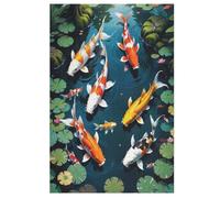 Koi Poisson Puzzle Adulte 1000 Pièces Artisanat Cadeau Famille Puzzles Jouet en Bois Cadeau Unique Décoration Intérieure 78×53cm
