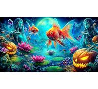 Koi-Poisson Puzzles 1000 Pieces Cadeau Unique Jeu éducatif Challenge Toy de qualité supérieure Peinture Art pour Adultes et Enfants à partir de 14 Ans 75x50cm/1000pcs
