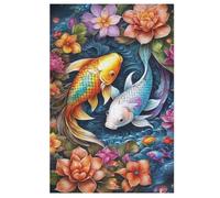 Koi Poisson Puzzles Adulte 1000 Pieces Cadeau Famille Puzzle Classique 3D EnfantsJouet en Bois Cadeau Unique 78×53cm