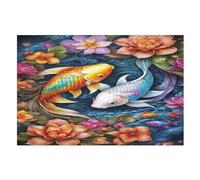 Koi Poisson Puzzles en Bois, De Décompression Puzzle, pour Adultes Enfants 1000 Pièces Jouets De Décompression (75×50cm)