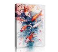 Koi poisson toile art mural élégant fleur de cerisier impression tranquille style japonais images œuvres d’art peinture affiches pour salle à manger décor 40x60cm cadre intérieur