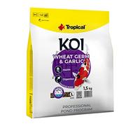 Koi Wheat Germ & Garlic Pellet Size L 5L / 1,5kg - Aliment Quotidien pour Tous Les Poissons d'étang, avec ajout d'ail, Gros granulés