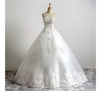 KOIAMVZW Robe de mariée Vintage Robe élégante Robe de mariée en Dentelle pour fête de Mariage Robe de mariée en Dentelle Robe de mariée (Couleur: Blanc Taille: 14) (Blanc 2)