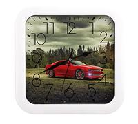 KoIjYtI Pendule Murale Banlieue De La Voiture Rouge Design Moderne Horloge Murale Silencieuse pour La Chambre Cuisine Salon Bureau Hôtel Décoration 26 cm