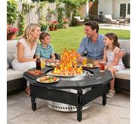 Koioplie Barrière de sécurité 360° & Table d‘Entourage pour brasero Solo | Acier Q235 anti-UV antirouille + tissu haute température - barrière 360° + table d‘entourage - compatible Solo Stove Bonfire