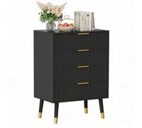 Koioplie Commode 4 Tiroirs 60cm - Design Cannelé, Poignées Dorées