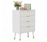 Koioplie Commode 4 Tiroirs 60cm - Design Cannelé, Poignées Dorées