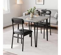 Koioplie Ensemble Table 2 chaises carrée Gain Place Gris Moderne