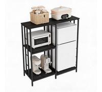 Koioplie Étagère four/électroménager autoportante style industriel - Noir | 3 niveaux bois & métal - support micro-ondes/mini-frigo, rangement, frais 260 lb, H 40,5" - Noir