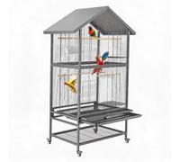 Koioplie Grande Cage Oiseau Volière, Noir, 65.7 Pouces