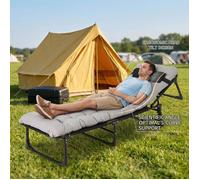 KOIOPLIE Lit de camp pliant adulte 170 cm matelas épais Oxford 600D dossier réglable 5 positions pour camping Tri-Fold Camping