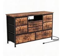 Koioplie Meuble TV 8 Tiroirs -LED RGB, Prise USB -pour TV 55" Tiger Stripes | MDF + structure métal, 8 tiroirs tissu, plateau 55". LED RGB 22 modes, prises USB+AC. Rangement salon, chambre, entrée