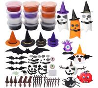 KOIROI 50 Pièces Pate à Modeler Halloween, Moule Pate a Modeler, Accessoire Pate a Modeler Enfant, Plasticine Halloween, Cadeau Halloweens pour Cadeaux de Fête Carnaval Anniversaire