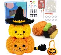 KOIROI Kit Crochet Halloween, Kit Crochet Debutant Complet avec Fil, Vidéo d'Enseignement et Instructions pour Débutant Adultes et Enfants Halloween Fournitures d'Art et d'Artisanat